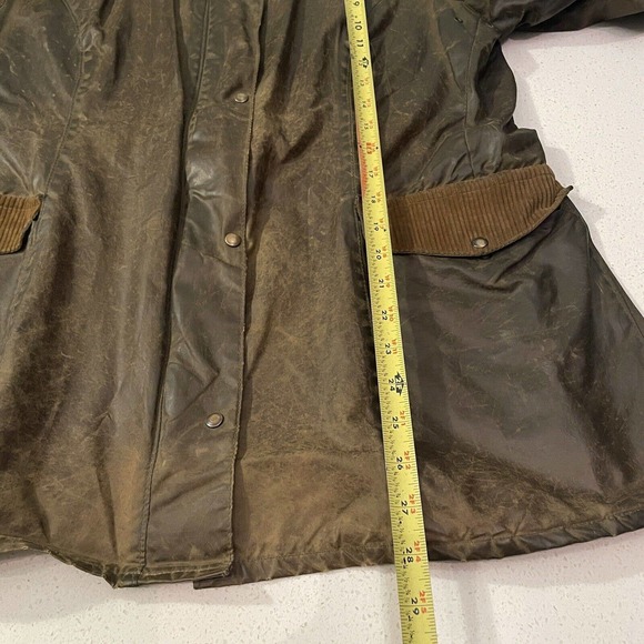 BRITTON Burghley Olive Wax Jacket We’ll Worn Distressed Size Large - Picture 12 of 13